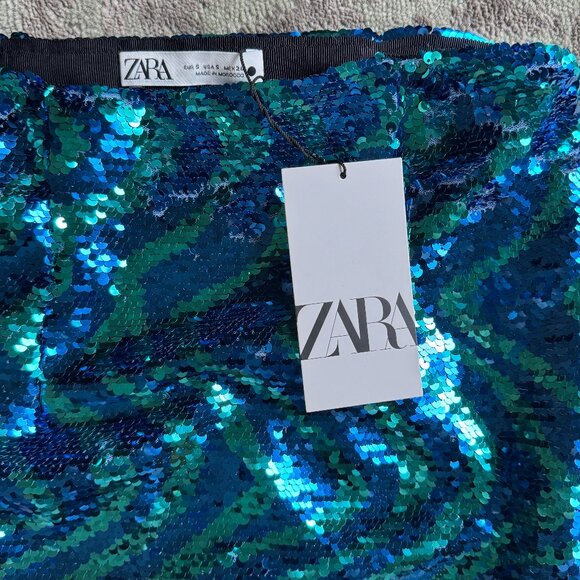 NWT Zara Sequin High Waisted Mini Skirt - Picture 5 of 8